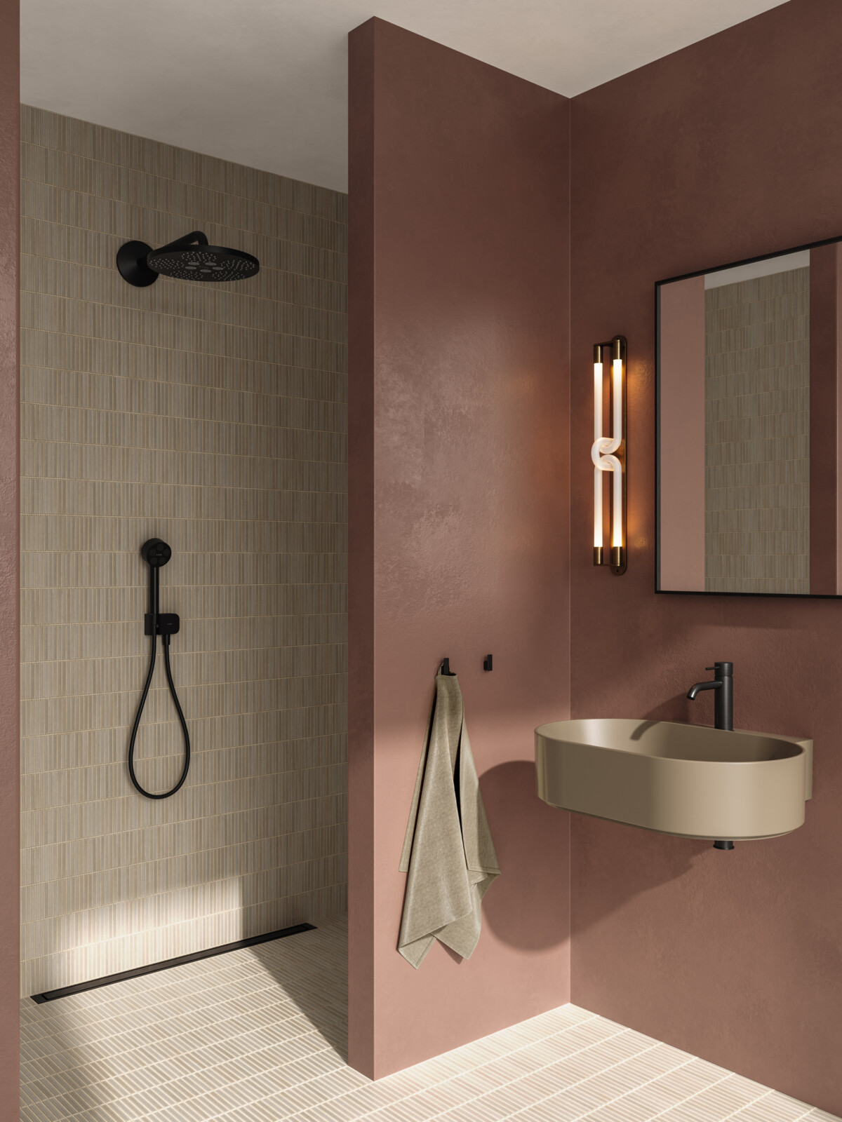 Unidrain Line High Line black warm blush beige bath 2